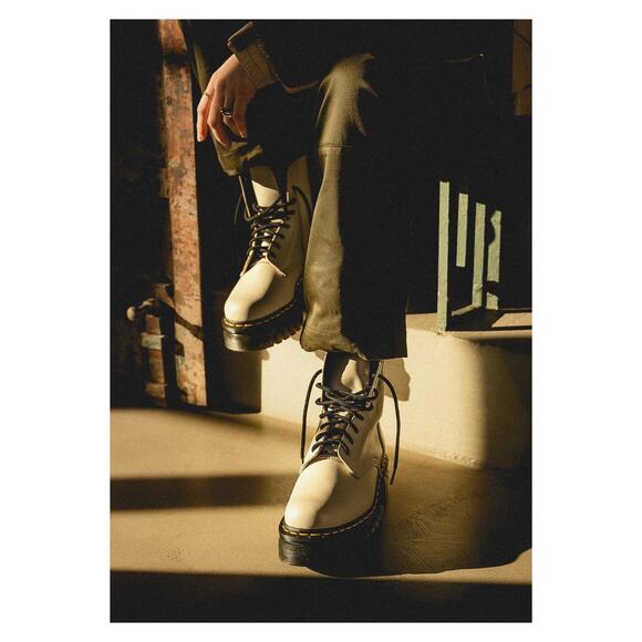 Dr. Martens Audrick Leather White Chunky Platform Combat Boots Women Siz… - Picture 12 of 12